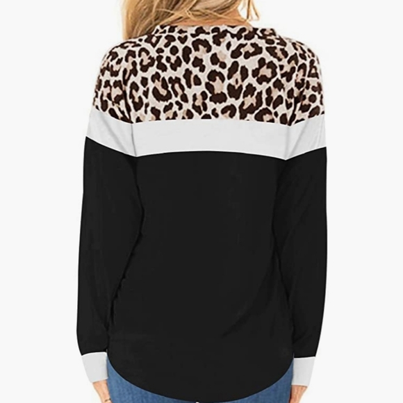 🔥 Women's Long Sleeve Round Neck Leopard Print - Picture 2 of 4